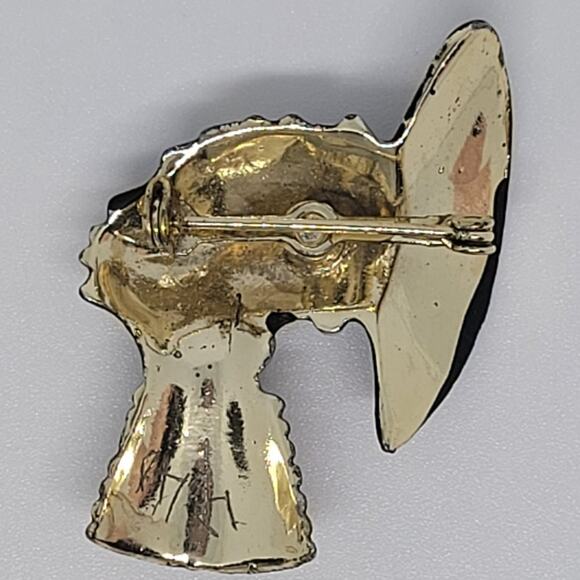 Vintage Luxe Blackamoor Queen Brooch Retro Statement Enamel Rhinestone Pin - Picture 3 of 8